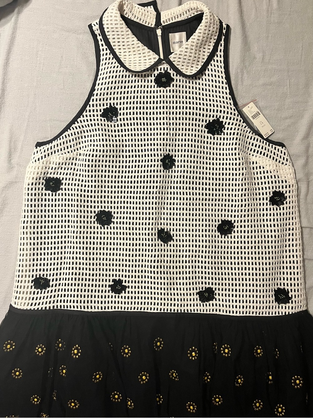 MAEVE/ANTHROPOLOGIE Black and White Drop Waist Mini Dress - Picture 3 of 8